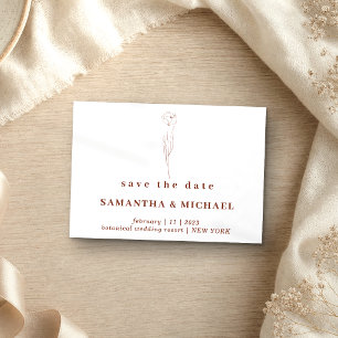 Terracotta Indie botanical Floral Save the date Invitation
