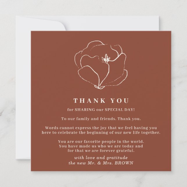 Terracotta Indie Rustic Simple thank you Invitation (Front)