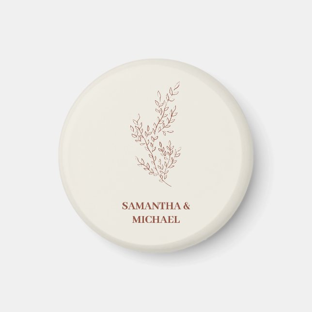 Terracotta Ivory Beige Ivy Flower Gift for Wedding Magnet (Front)