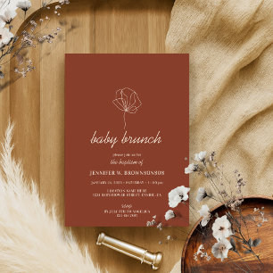 Terracotta Ivory Botanical Simple Boho Baby Shower Invitation