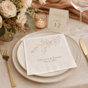 Terracotta Ivory Botanical Wedding Napkins