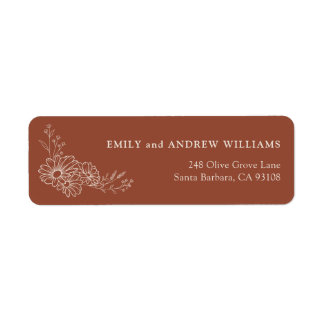 Terracotta Ivory Daisy Adresse de Retour de Mariag