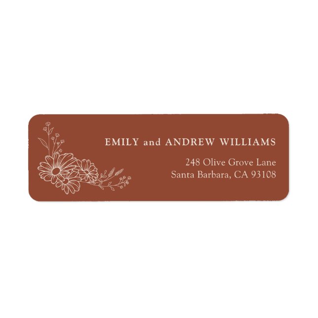 Terracotta Ivory Daisy Wedding Return Address (Front)