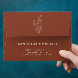 Terracotta Ivy Flower Monogram Simple Envelope