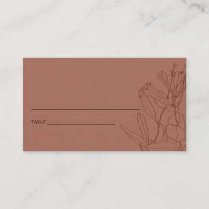 TERRACOTTA KRAFT LINE DESSIN CARTE DE PLACE FLORAL
