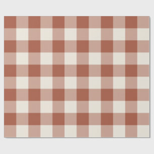 Terracotta Large Gingham Check Plaid Wrapping Paper
