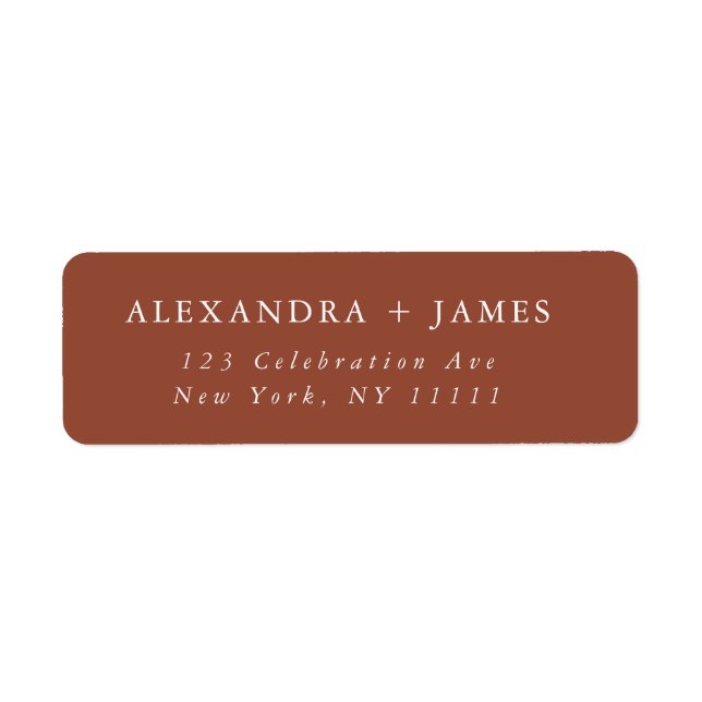 Terracotta Large Text Modern Return Address Label (Front)