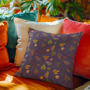 Terracotta Leaves Fall Pumpkin Throw Pillow