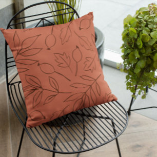 Terracotta Leaves Fall Pumpkin Throw Pillow