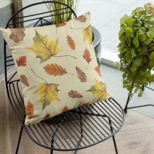 Terracotta Leaves Fall Pumpkin Throw Pillow