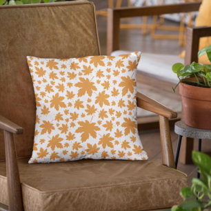 Terracotta Leaves Fall Pumpkin Throw Pillow