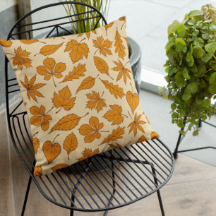 Terracotta Leaves Fall Pumpkin Throw Pillow