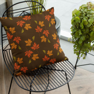 Terracotta Leaves Fall Pumpkin Throw Pillow