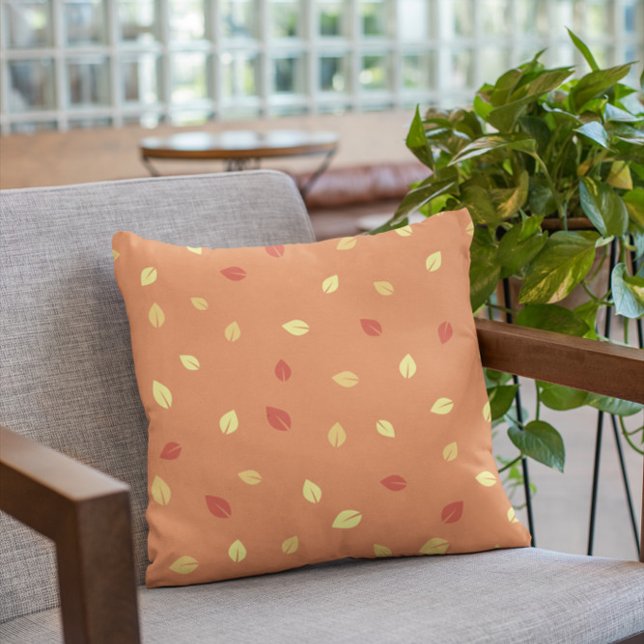 Terracotta Leaves Fall Pumpkin Throw Pillow (Creator Uploaded)