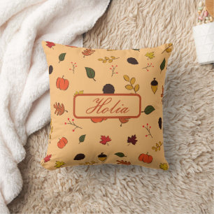 Terracotta Leaves Fall Throw Pillow