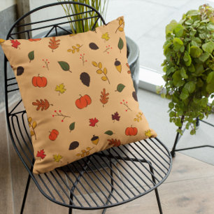 Terracotta Leaves Fall Throw Pillow