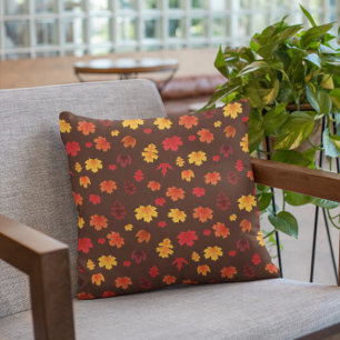 Terracotta Leaves Fall Throw Pillow