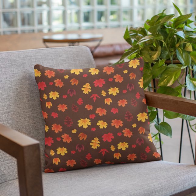 Terracotta Leaves Fall Throw Pillow (Creator Uploaded)