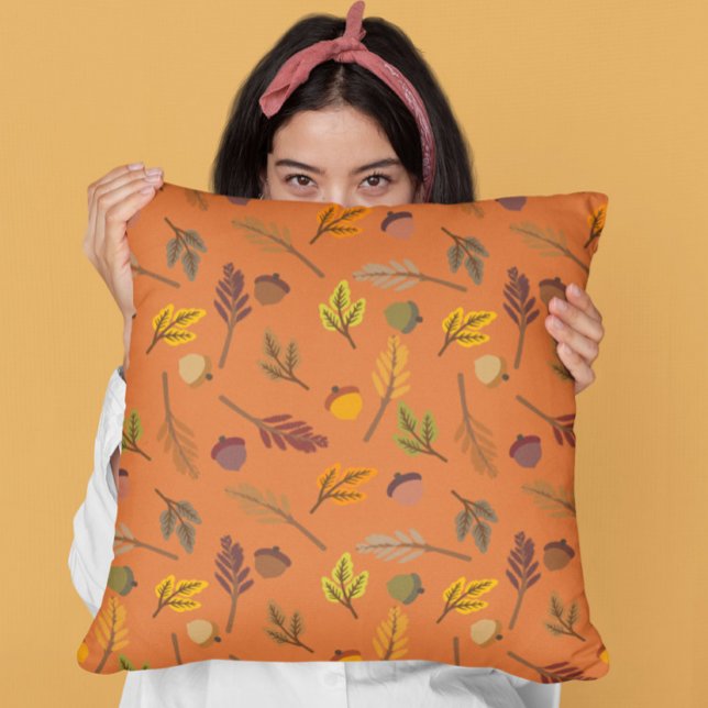 Terracotta Leaves Fall Throw Pillow (Creator Uploaded)