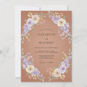Terracotta Lilac Blossom Romance Wedding Invitation