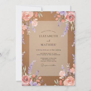 Terracotta Lilac Foliage Eucalyptus Wedding Invitation