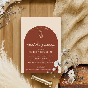 Terracotta Lily Baby Birthday Invitation