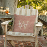 TerraCotta Linen Monogram Wedding Keepsake Outdoor Pillow<br><div class="desc">Rustic and modern wedding keepsake terracotta woven linen effect outdoor pillow with your text in white chic handwritten script calligraphy and your monogram in gold stylish typography. Simply add your names, monogram and wedding date. Great gift for a newlywed couple. Exclusively designed for you by Happy Dolphin Studio. If you...</div>