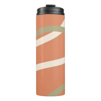 Terracotta Linework Pattern | Cream & Olive Thermal Tumbler