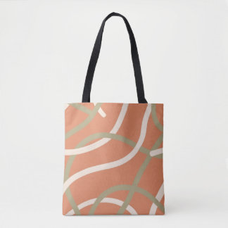 Terracotta Linework Pattern | Cream & Olive Tote Bag