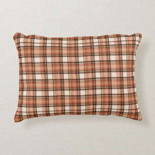 Terracotta Lodge Terracotta & Cream Tartan Plaid Accent Pillow