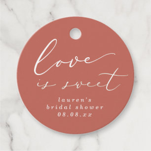 Terracotta Love is Sweet Bridal Shower Favour Tags