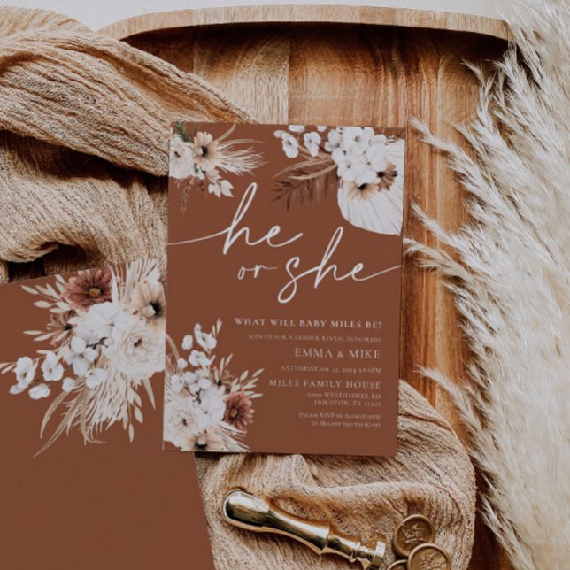 Terracotta Lui ou elle Genre Reveillez Invitation (Créateur téléchargé)