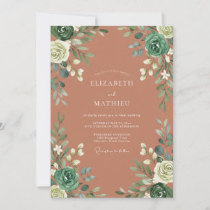 Terracotta Lush Botanical Romance Wedding Invitation