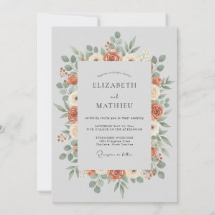 Terracotta Lush Botanical Wedding Invitation