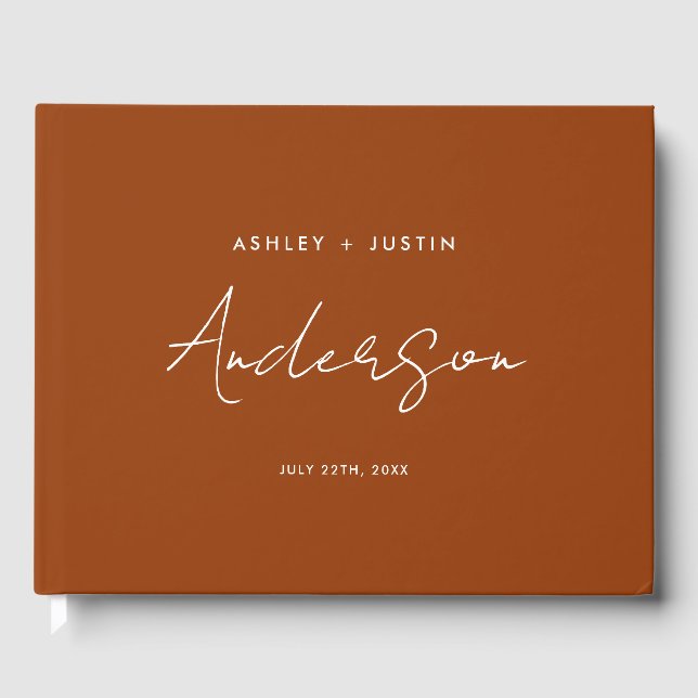 Terracotta Luxury Wedding Personalized Guest Book (Front)