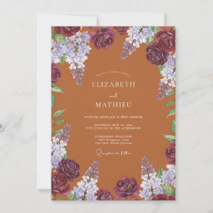 Terracotta Majestic Botanical Wedding Invitation