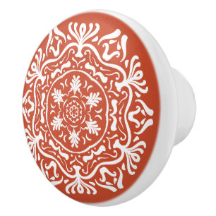 Terracotta Mandala Ceramic Knob