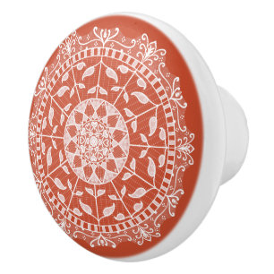 Terracotta Mandala Ceramic Knob