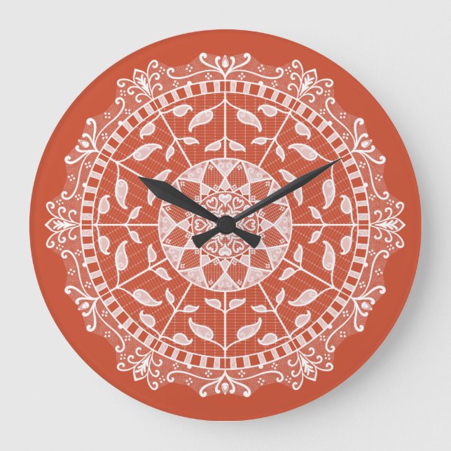 Terracotta Mandala Large Clock (Front)
