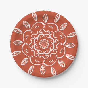 Terracotta Mandala Paper Plate