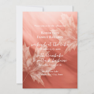 terracotta maple leaves fall family reunion invitation
