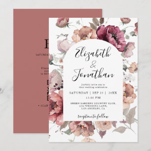 Terracotta Marsala Burgundy Fall QR Code Wedding Invitation