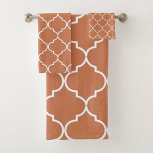 Terracotta Mediterranean Moroccan Pattern Bath Towel Set