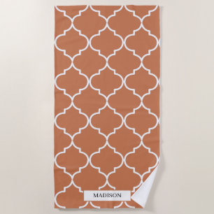 Terracotta Mediterranean Moroccan Pattern Beach Towel