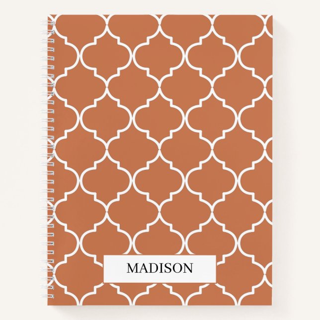 Terracotta Mediterranean Moroccan Pattern Notebook (Front)