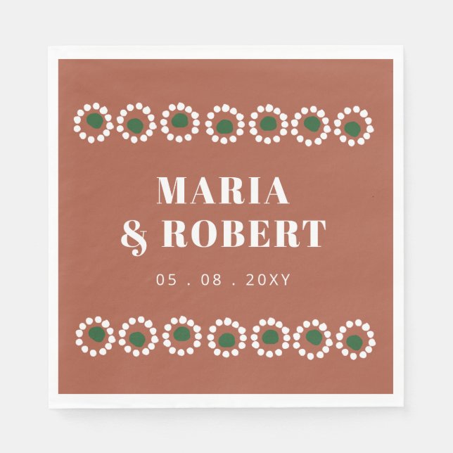 Terracotta Mexican Boho Barro Wedding Napkin (Front)