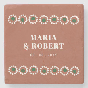 Terracotta Mexican Boho Barro Wedding Stone Coaster