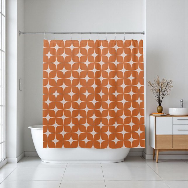 Terracotta Mid Century Modern Boho Geometric  (Terracotta Mid Century Modern Boho Geometric Shower Curtain)