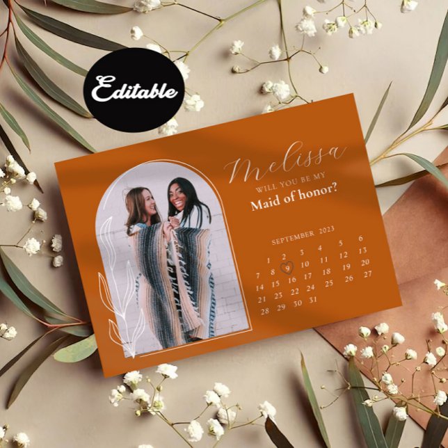 Terracotta Minimal Arch Bridesmaid Proposal Card (Creator Uploaded)