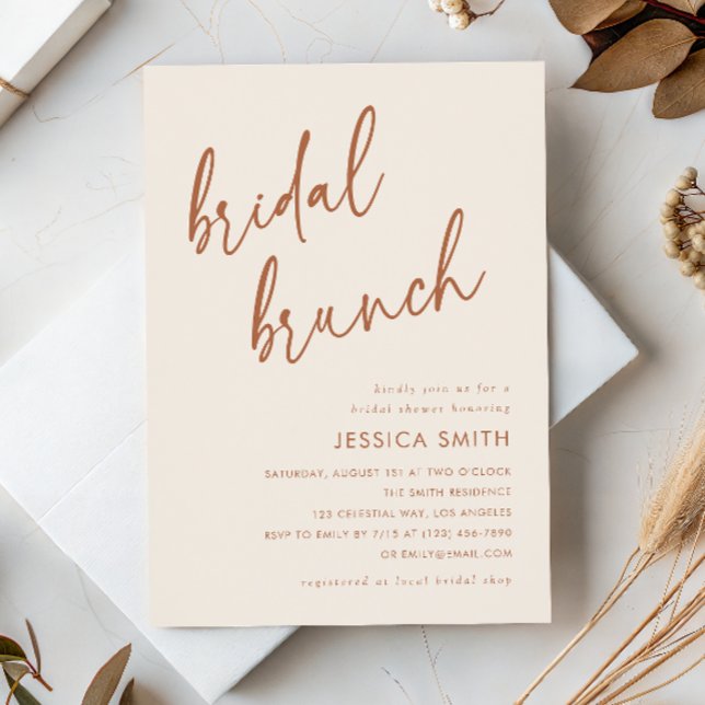 Terracotta Minimal Boho Bridal Brunch Invitation (Creator Uploaded)